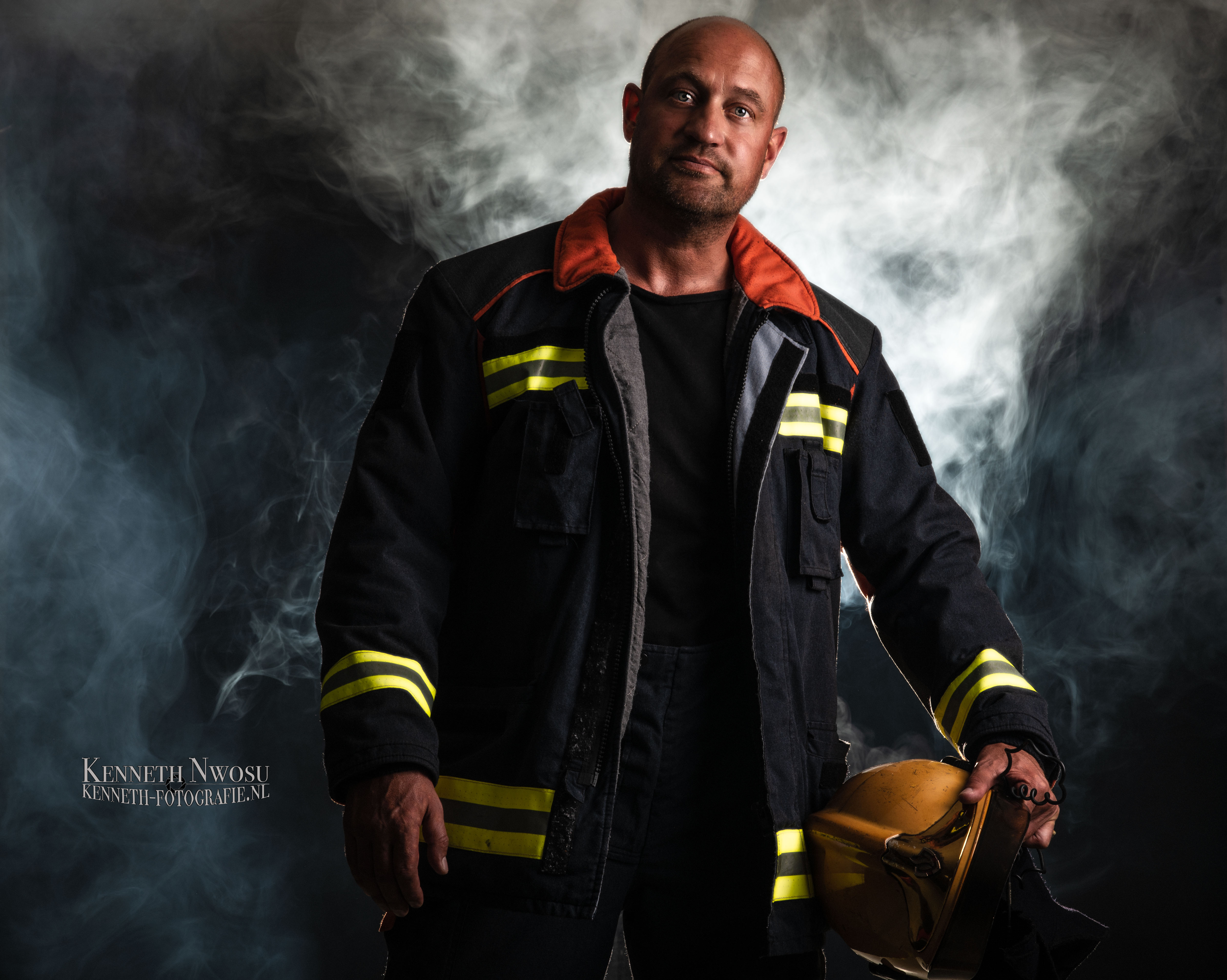 Brandweerman fotoshoot met Tim