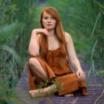 ginger model in grass