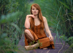 ginger model in grass