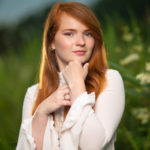 ginger model in grass